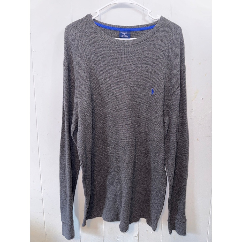 Polo Ralph Lauren Mens XL Grey Waffle Knit Thermal Long Sleeve Sleepwear Shirt